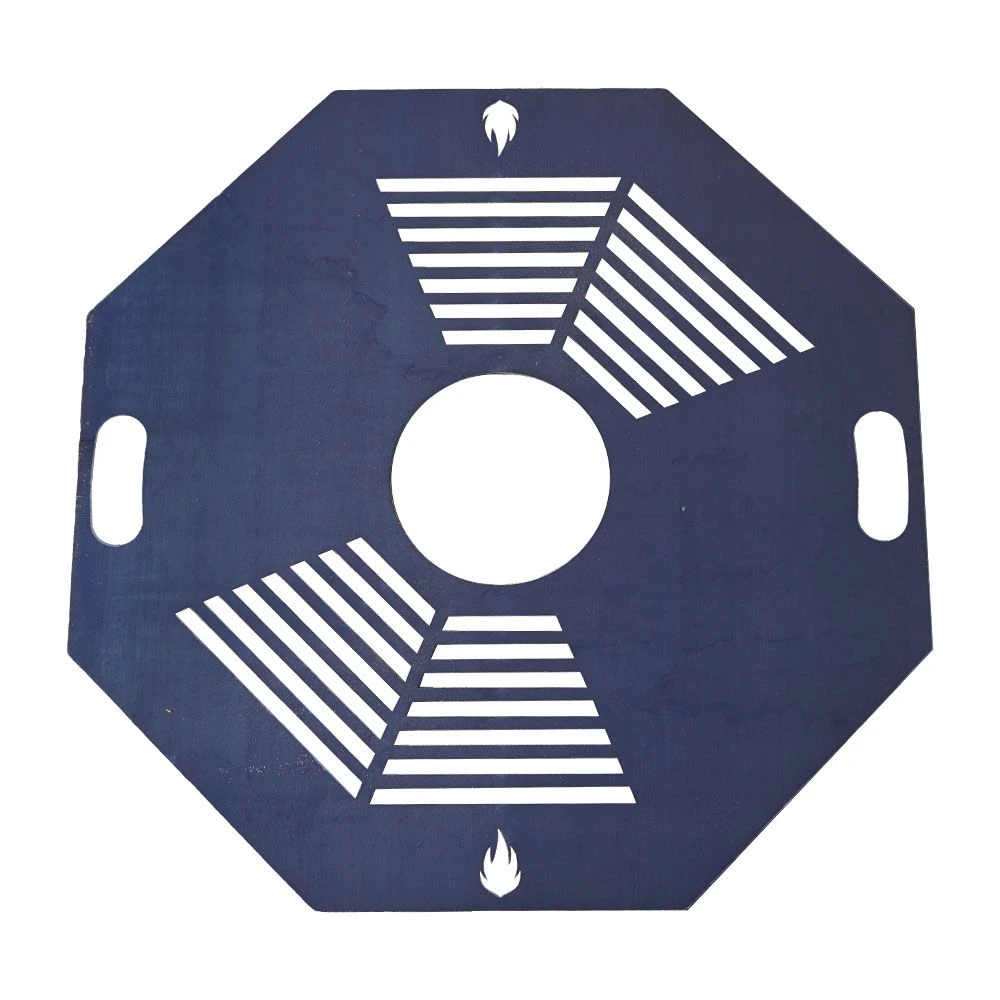Feuerplatte Grillplatte Mit Integriertem Rost 8-eckig Ø 98 Cm Design 1