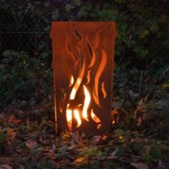 Edelrost Feuertonne Flames 70cm -Kamiladen Verkäufe feuertonne flames schamotte shop.de 1