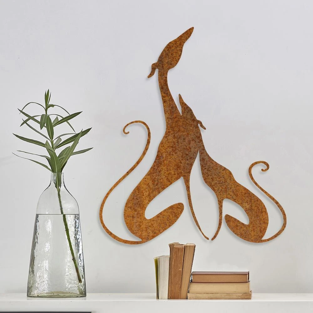 Edelrost Greyhounds Wandbild 2 Edelrost Greyhounds Wandbild – Bild 2