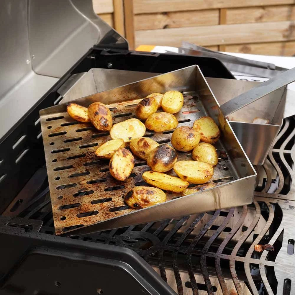 Grillplatte Mit Griff Aus Edelstahl 4 Grillplatte Mit Griff Aus Edelstahl – Bild 4