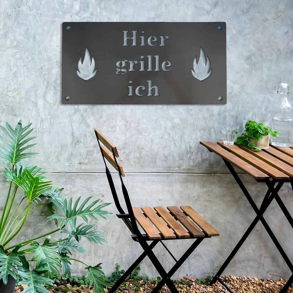 Hier Grille Ich Schild Aus Edelstahl – Bild 2