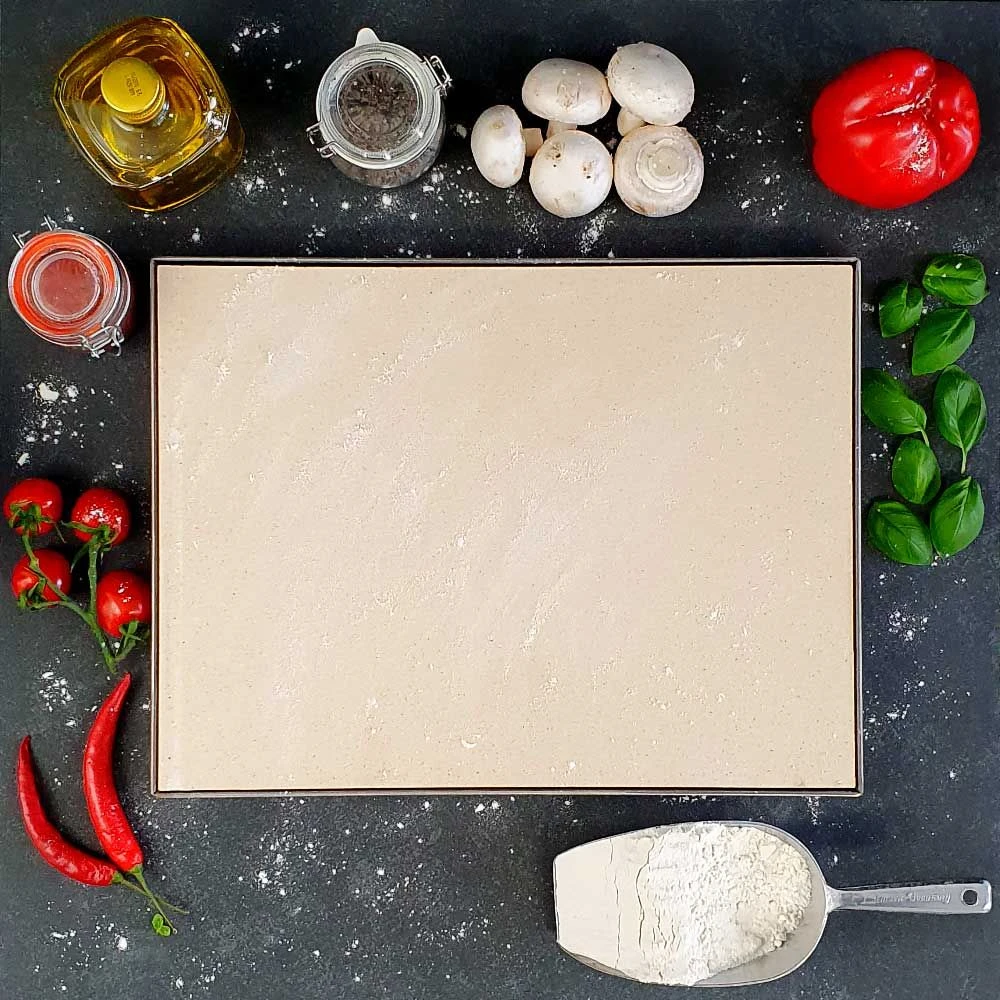 Pizzastein Grill 50 X 30 X 3 Cm + Edelstahlrahmen – Bild 2