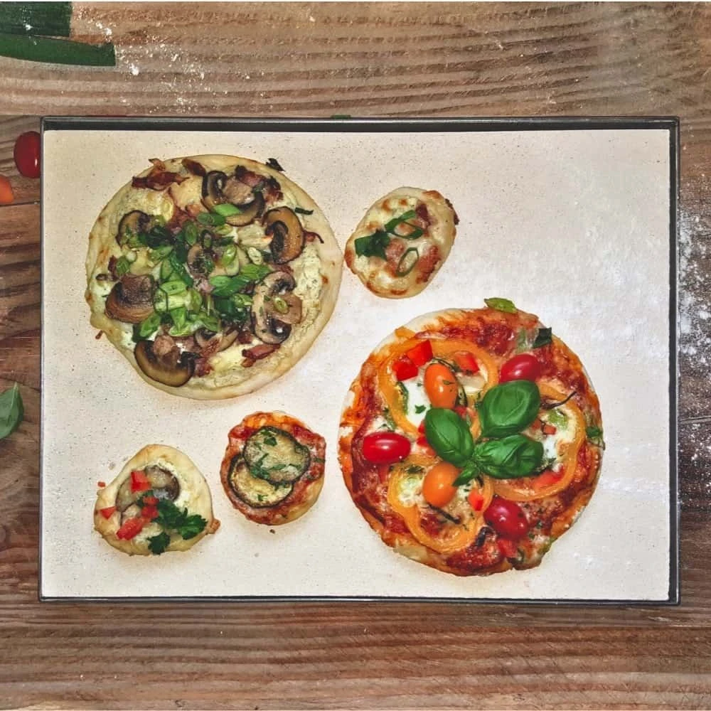 Pizzastein Grill 50 X 30 X 3 Cm + Edelstahlrahmen – Bild 4