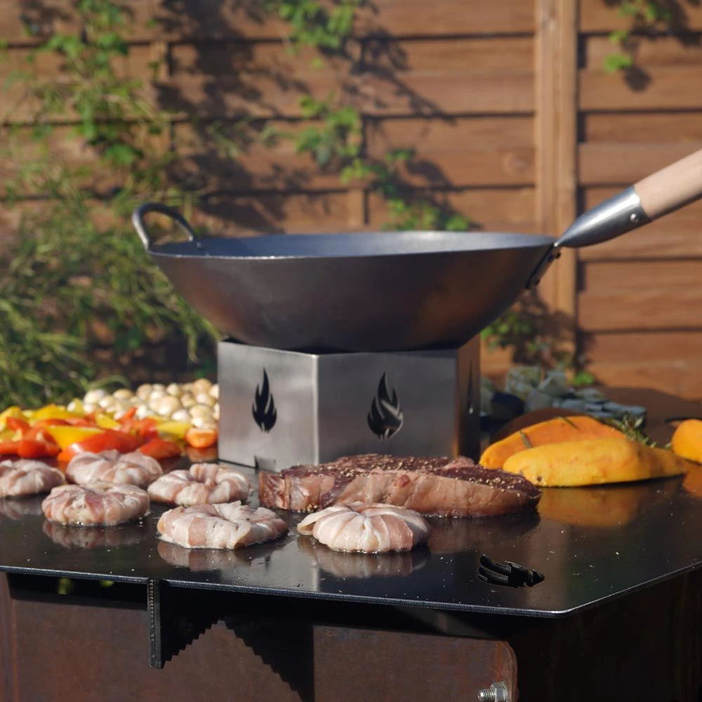 Wokaufsatz 6-eckig Ø 20 Cm Aus Edelstahl Für Feuerplatte 3 Wokaufsatz 6-eckig Ø 20 Cm Aus Edelstahl Für Feuerplatte – Bild 3