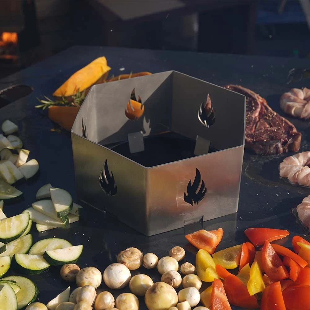 Wokaufsatz 6-eckig Ø 20 Cm Aus Edelstahl Für Feuerplatte 4 Wokaufsatz 6-eckig Ø 20 Cm Aus Edelstahl Für Feuerplatte – Bild 4